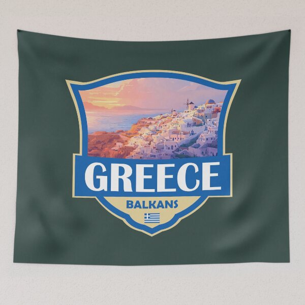 Item preview, Greece Illustration Retro Badge designed and sold by KrisSidDesigns.