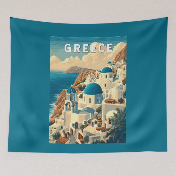 Item preview, Greece Illustration Travel Art Vintage designed and sold by KrisSidDesigns.