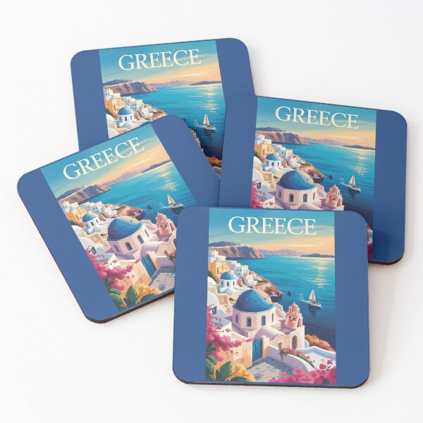 Item preview, Greece Santorini Illustration Travel Art Vintage designed and sold by KrisSidDesigns.