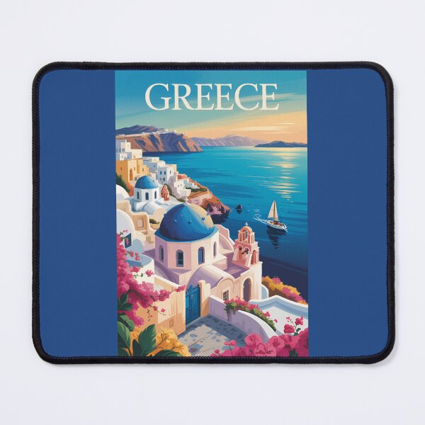 Item preview, Greece Santorini Illustration Travel Art Vintage designed and sold by KrisSidDesigns.