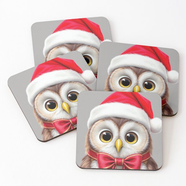 Item preview, Christmas Owl in Santa Hat Festive Bird Character designed and sold by acceleratorhams.