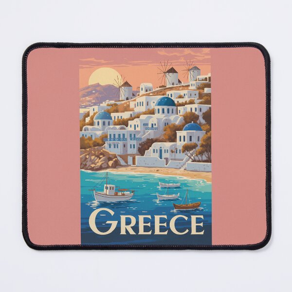 Item preview, Greece Mykonos Illustration Travel Art Vintage designed and sold by KrisSidDesigns.
