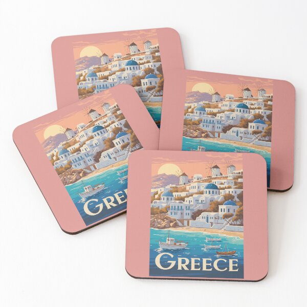 Item preview, Greece Mykonos Illustration Travel Art Vintage designed and sold by KrisSidDesigns.