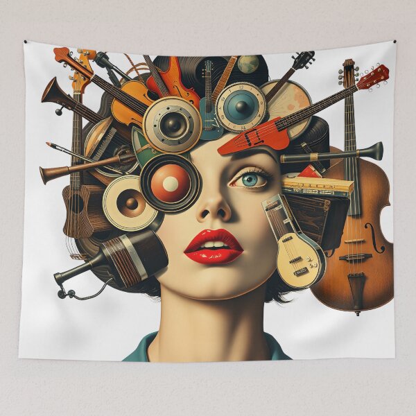 Item preview, Musical Woman with Instrument Head Surreal Design designed and sold by AbdS07.