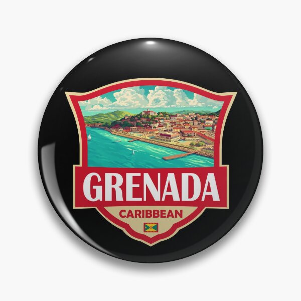 Item preview, Grenada Illustration Retro Badge designed and sold by KrisSidDesigns.