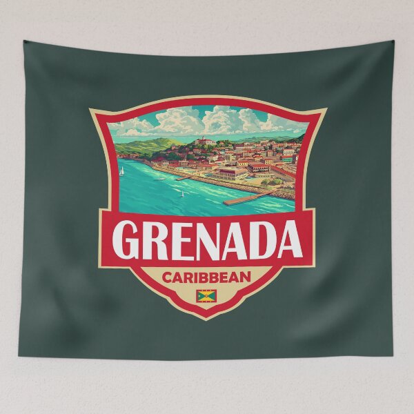 Item preview, Grenada Illustration Retro Badge designed and sold by KrisSidDesigns.