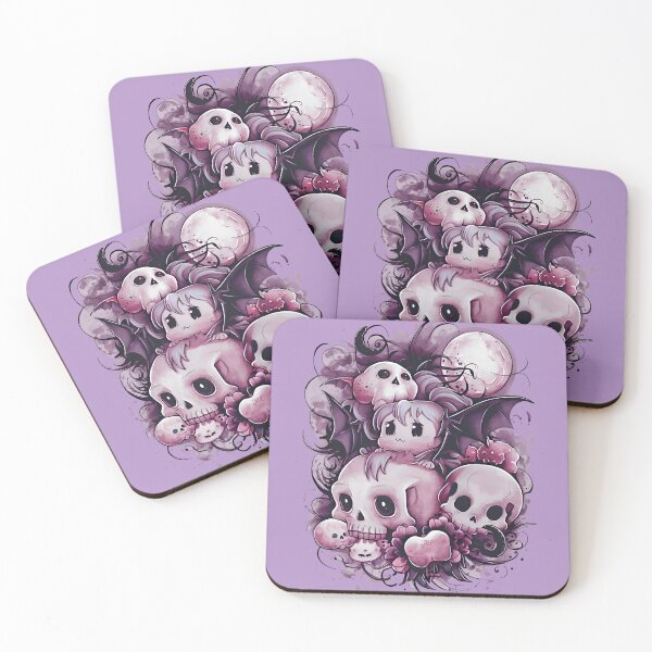 Item preview, Kawaii pastel goth bat with skulls designed and sold by jbfart.