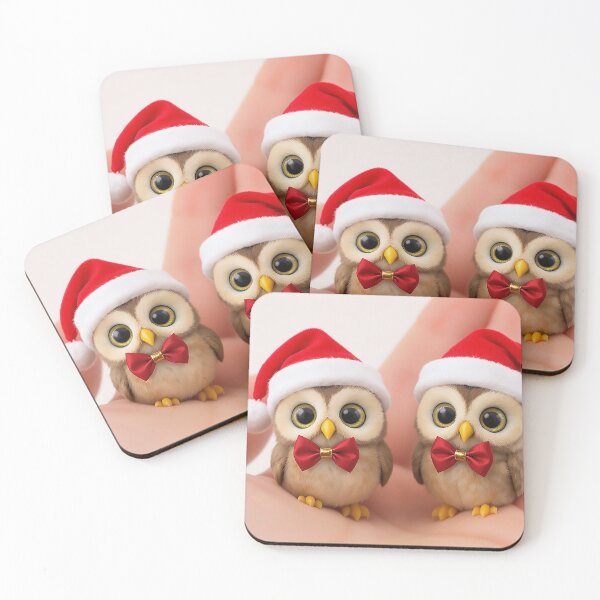 Item preview, Two Tiny Christmas Owls in Palm Festive Miniature Bird Duo designed and sold by acceleratorhams.