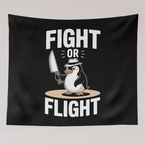 Item preview, Fight Or Flight Meme Penguin designed and sold by Redgiant87x.
