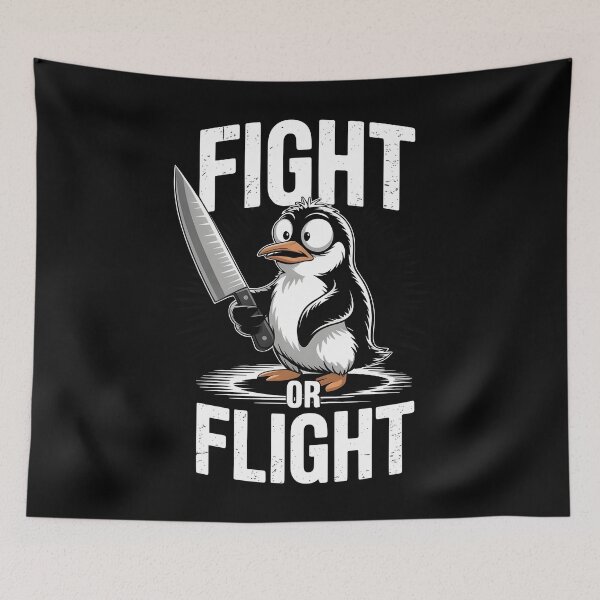 Item preview, Fight Or Flight Meme Penguin designed and sold by Redgiant87x.