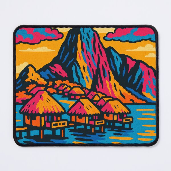 Item preview, Bora Bora Digital Retro Travel Poster | Tropical Island Pop Art Design | Vintage-Inspired Beach Paradise Illustration | Vibrant French Polynesia Wall Art designed and sold by PaintedPixels01.
