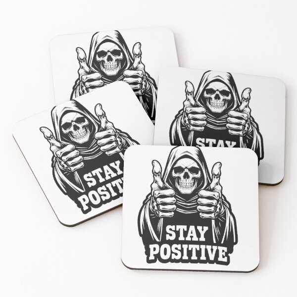 Item preview, Stay Positive Grim Reaper – Dark Humor Skeleton Design designed and sold by The-Daily-Drape.