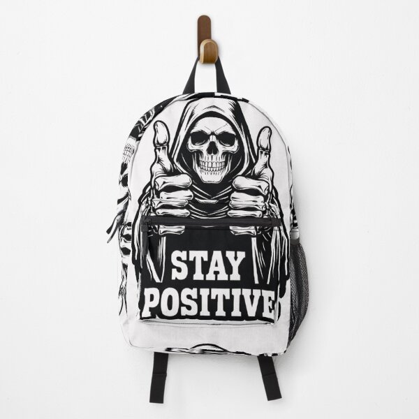 Item preview, Stay Positive Grim Reaper – Dark Humor Skeleton Design designed and sold by The-Daily-Drape.