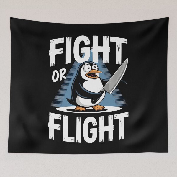 Item preview, Fight Or Flight Meme Penguin designed and sold by Redgiant87x.