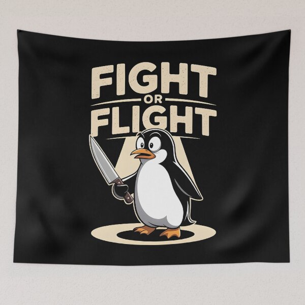 Item preview, Fight Or Flight Meme Penguin designed and sold by Redgiant87x.