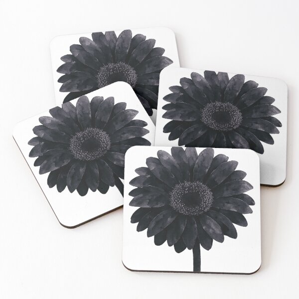 Item preview, Gothic Black Watercolor Gerbera Flower – Transparent Background designed and sold by Pacika.