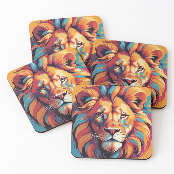 Item preview, Lion head with colored backgruond designed and sold by MerlinWear.