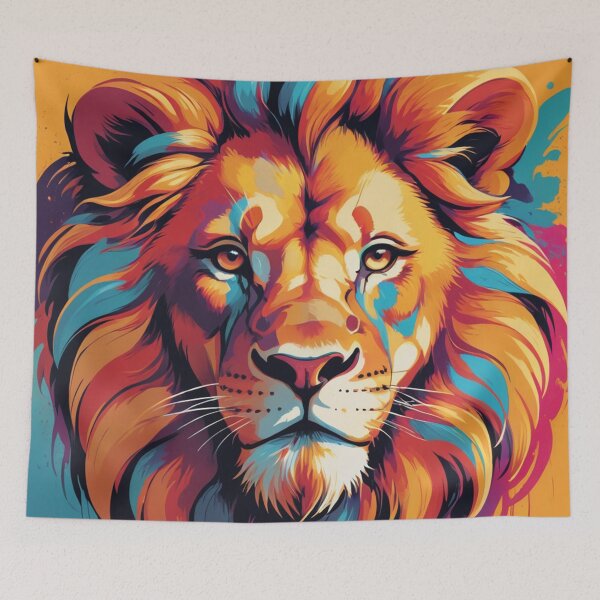 Item preview, Lion head with colored backgruond designed and sold by MerlinWear.