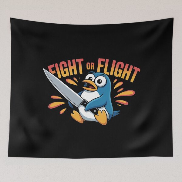 Item preview, Fight Or Flight Meme Penguin designed and sold by Redgiant87x.