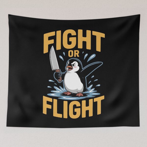 Item preview, Fight Or Flight Meme Penguin designed and sold by Redgiant87x.
