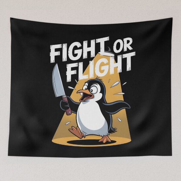 Item preview, Fight Or Flight Meme Penguin designed and sold by Redgiant87x.
