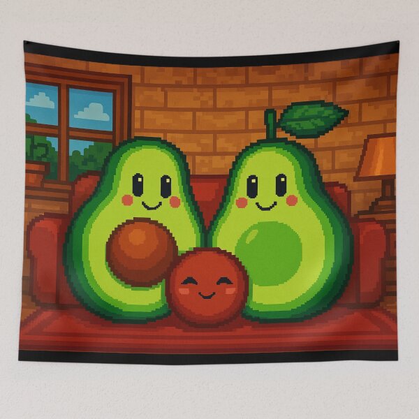 Item preview, avo family pixel art avocado family palta kawaii home designed and sold by ZerpaGiovanna.