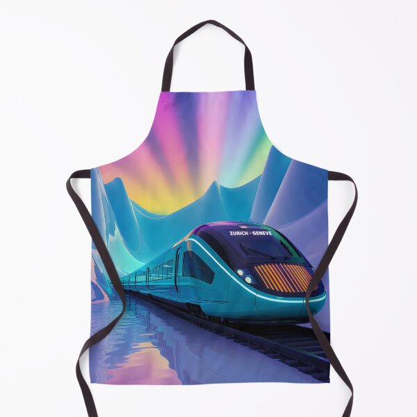 Item preview, Zurich-Geneve Express – Psychedelic Swiss Train Poster in a Surreal Futuristic Landscape designed and sold by paulo silveira.