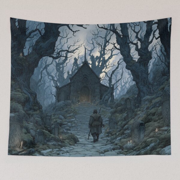 Item preview, Knight Approaching Haunted Chapel designed and sold by Design-Illusi0n.