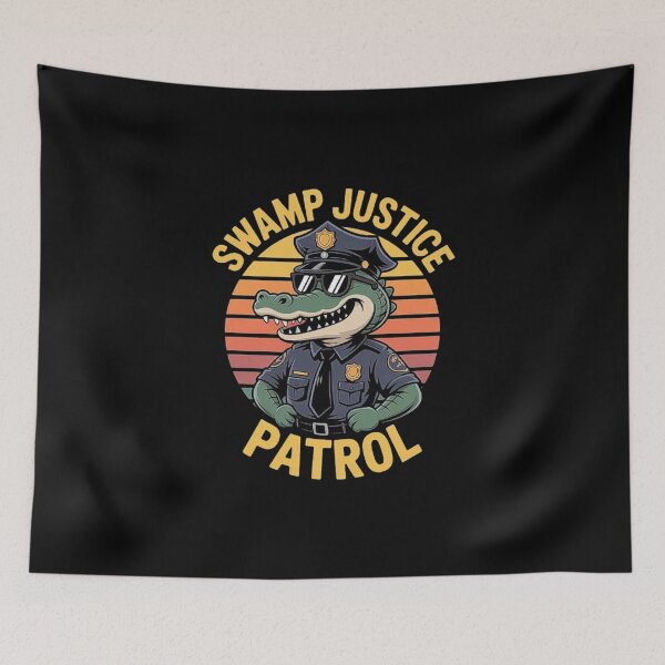 Item preview, Swamp Justice Patrol – Funny Alligator Police Cartoon Retro Design designed and sold by love3617.