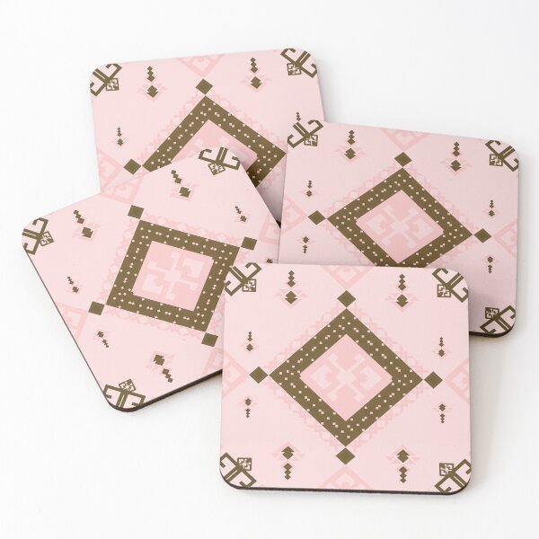 Item preview, Pink and Brown Geometric Fabric Pattern designed and sold by kasune-shop.