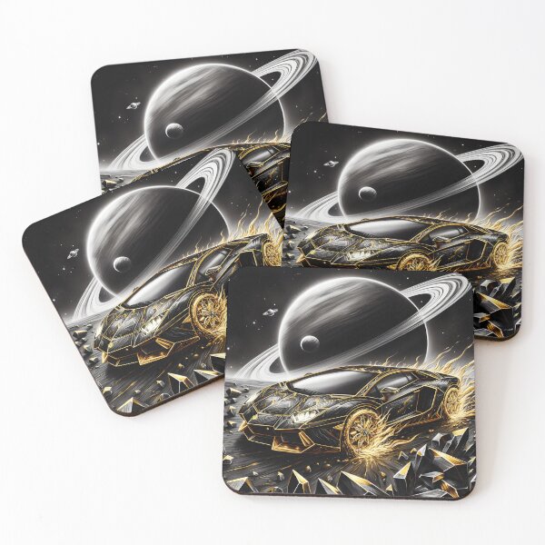 Item preview, Gold and Black Car in Space, Ai Generated Art    designed and sold by ACC .