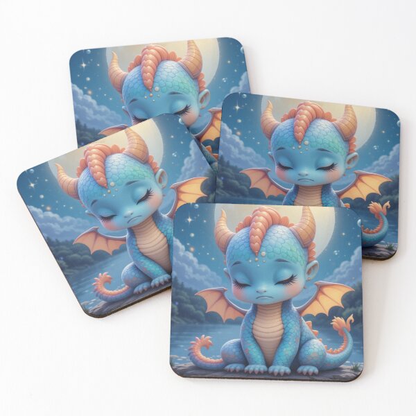 Item preview, Dragon art sad under the moon designed and sold by MAKCOLORS.