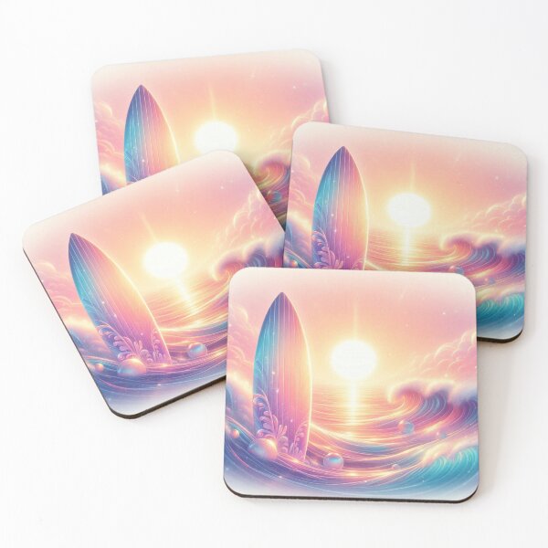 Item preview, Dreamy Surfboard Sunset – Magical Ocean Glow Illustration designed and sold by Kalpa.