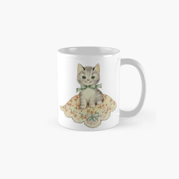 Item preview, Vintage cat with floral pillow designed and sold by Pixiedrop.