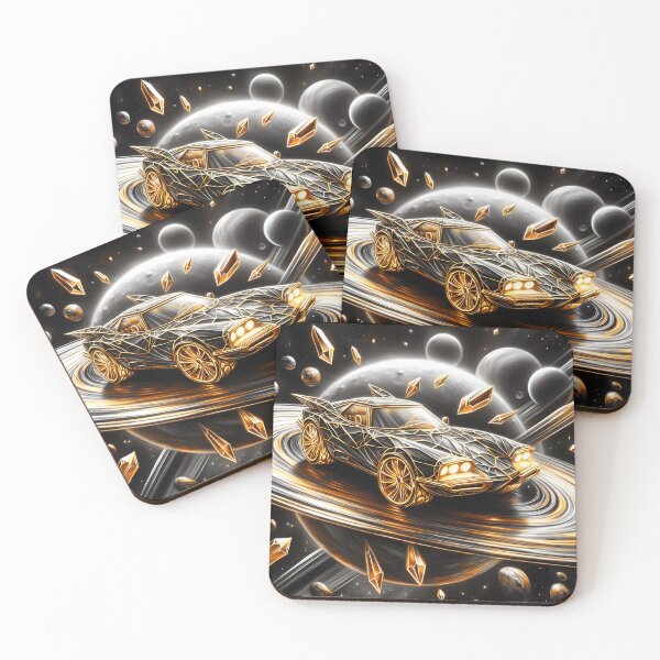 Item preview, Gold and Black Car in Space, Ai Generated Art    designed and sold by ACC .