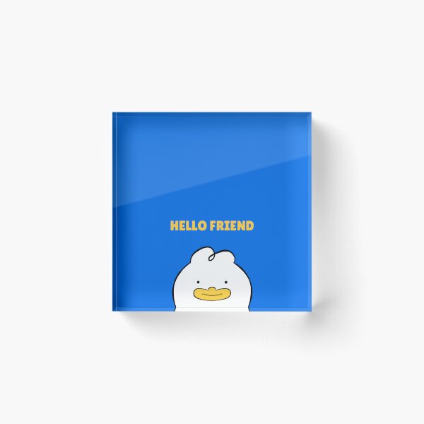 Item preview, Duck Hello Friend illustration with blue background designed and sold by Lwahniarts.
