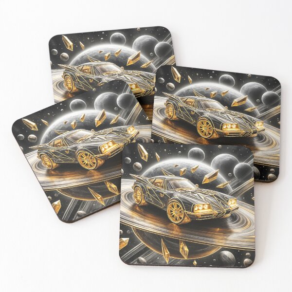 Item preview, Gold and Black Car in Space, Ai Generated Art    designed and sold by ACC .