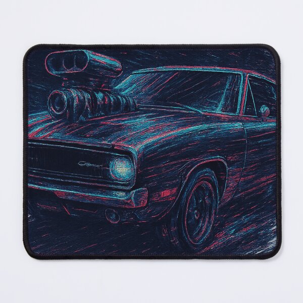 Item preview, Glitch Art Muscle Car Supercharged Neon Racer designed and sold by TrendznHitz.