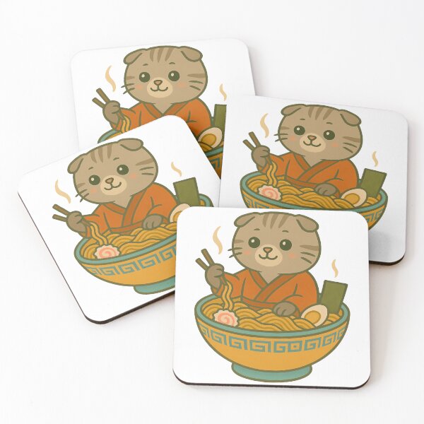 Item preview, Cute Cat Enjoying Delicious Ramen Noodles designed and sold by k3rstman1.