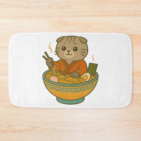 Item preview, Cute Cat Enjoying Delicious Ramen Noodles designed and sold by k3rstman1.