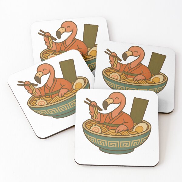 Item preview, Hungry Flamingo Enjoying Delicious Japanese Ramen Noodles designed and sold by k3rstman1.