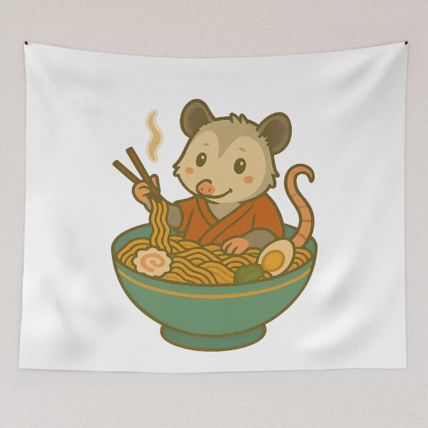 Item preview, Adorable Possum Enjoying Delicious Ramen Noodles designed and sold by k3rstman1.