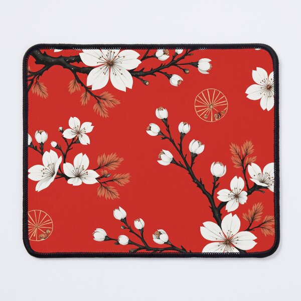 Item preview, White Cherry Blossoms on Chinese Red designed and sold by Wordsmith-Wear.