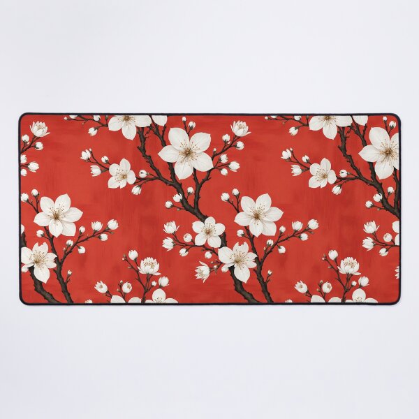 Item preview, White Cherry Blossoms on Chinese Red designed and sold by Wordsmith-Wear.