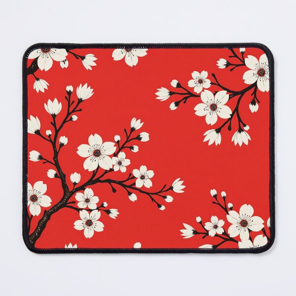 Item preview, White Cherry Blossoms on Chinese Red designed and sold by Wordsmith-Wear.