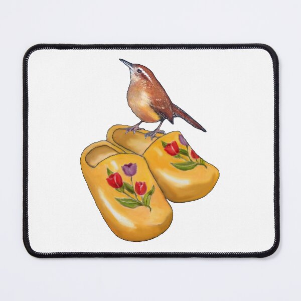 Item preview, Dutch Wooden Shoes (Klompen) with Carolina Wren Bird designed and sold by JoyfulWhimsy.