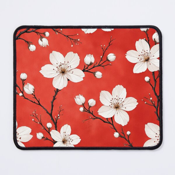 Item preview, White Cherry Blossoms on Chinese Red designed and sold by Wordsmith-Wear.