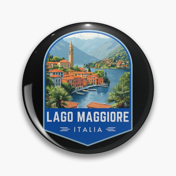 Item preview, Lago Maggiore, Italy Vintage Travel Art Badge designed and sold by MaateoDesign.