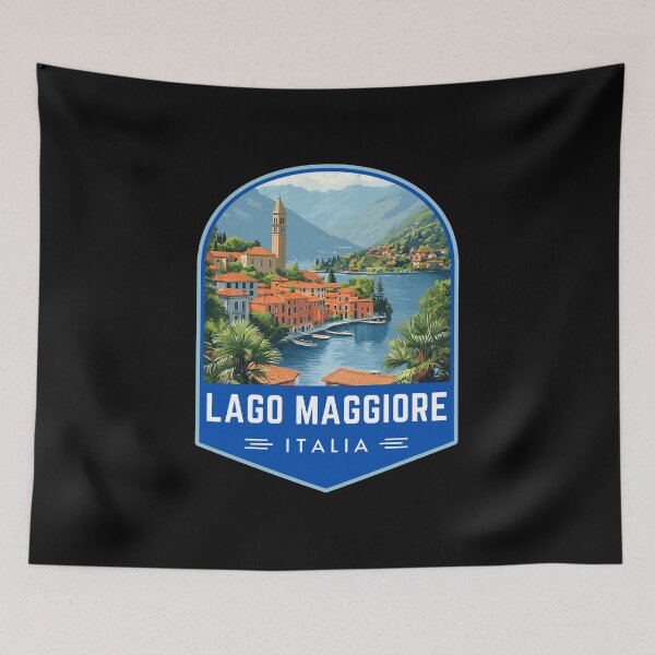 Item preview, Lago Maggiore, Italy Vintage Travel Art Badge designed and sold by MaateoDesign.
