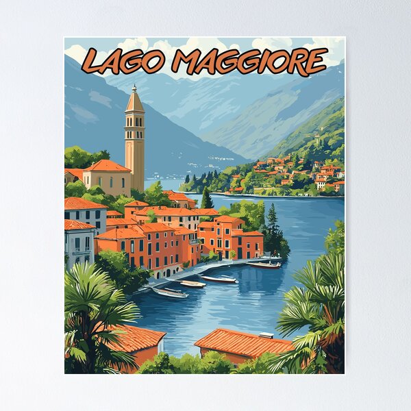 Item preview, Lago Maggiore, Italia Vintage Art Travel Landscape designed and sold by MaateoDesign.